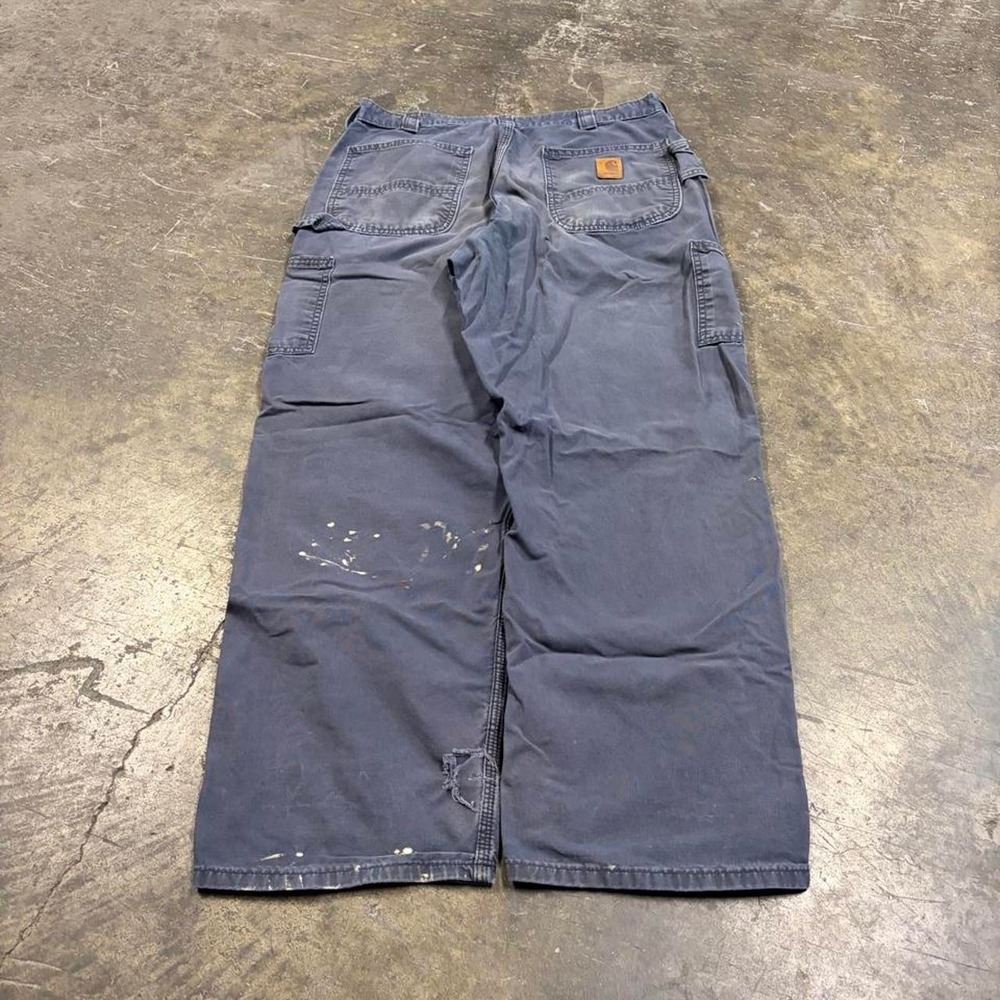 Carhartt Faded Navy Carpenter Pants 36x30 Vintage Y2K Workwear Skater Baggy 0356